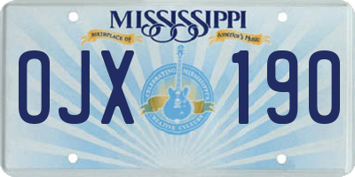 MS license plate OJX190
