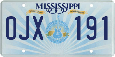 MS license plate OJX191