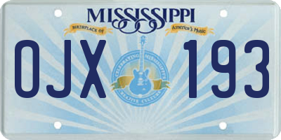 MS license plate OJX193