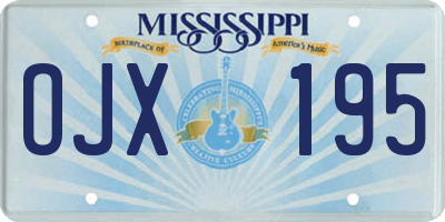 MS license plate OJX195