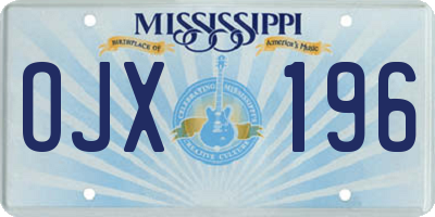 MS license plate OJX196