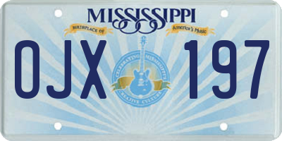 MS license plate OJX197