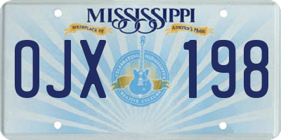 MS license plate OJX198