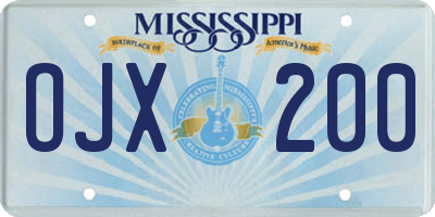 MS license plate OJX200