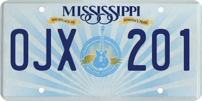 MS license plate OJX201