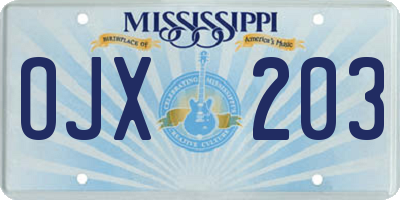 MS license plate OJX203