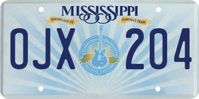 MS license plate OJX204