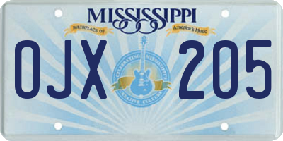 MS license plate OJX205