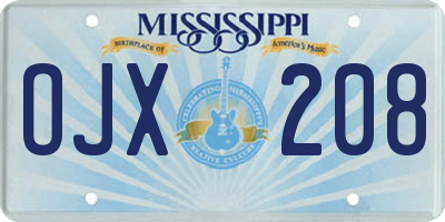 MS license plate OJX208