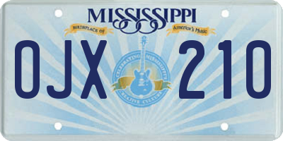 MS license plate OJX210