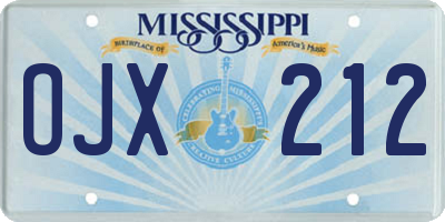 MS license plate OJX212