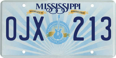 MS license plate OJX213