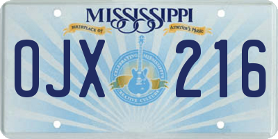 MS license plate OJX216