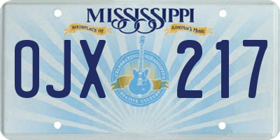 MS license plate OJX217