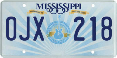 MS license plate OJX218