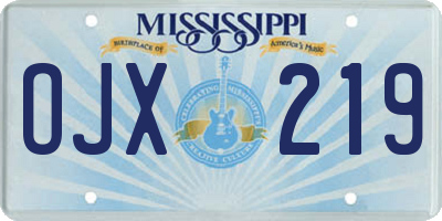 MS license plate OJX219
