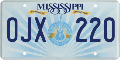 MS license plate OJX220