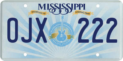 MS license plate OJX222
