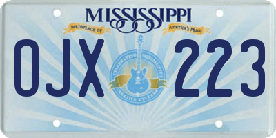 MS license plate OJX223