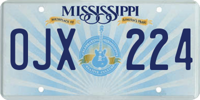 MS license plate OJX224