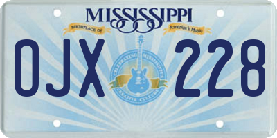 MS license plate OJX228