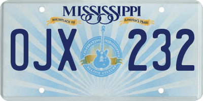 MS license plate OJX232