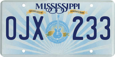 MS license plate OJX233