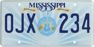 MS license plate OJX234
