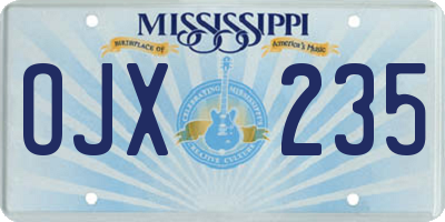 MS license plate OJX235