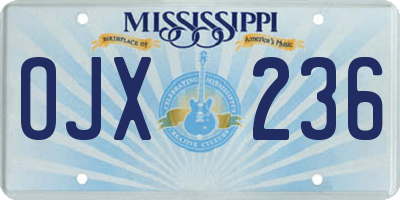 MS license plate OJX236