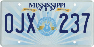 MS license plate OJX237