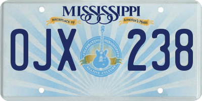 MS license plate OJX238