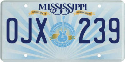 MS license plate OJX239