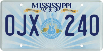 MS license plate OJX240