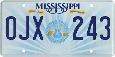 MS license plate OJX243