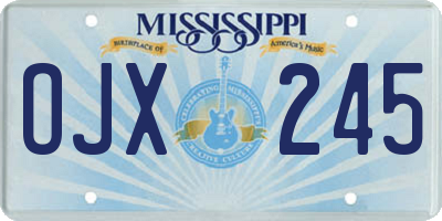 MS license plate OJX245