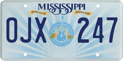 MS license plate OJX247