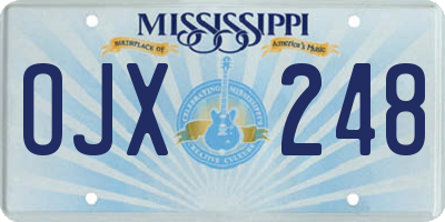 MS license plate OJX248