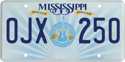 MS license plate OJX250