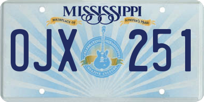 MS license plate OJX251