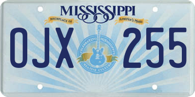 MS license plate OJX255