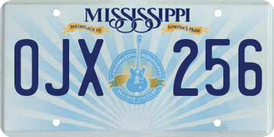 MS license plate OJX256