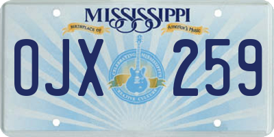 MS license plate OJX259