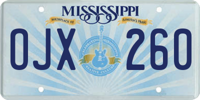 MS license plate OJX260
