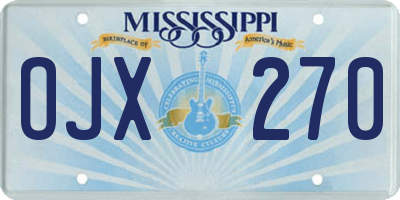MS license plate OJX270