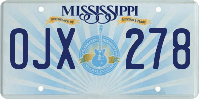 MS license plate OJX278