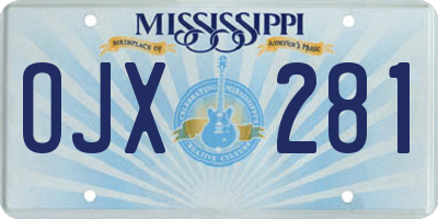 MS license plate OJX281