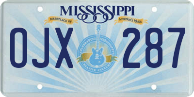 MS license plate OJX287
