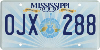 MS license plate OJX288