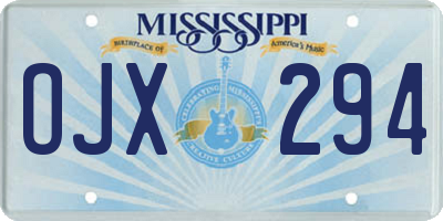 MS license plate OJX294